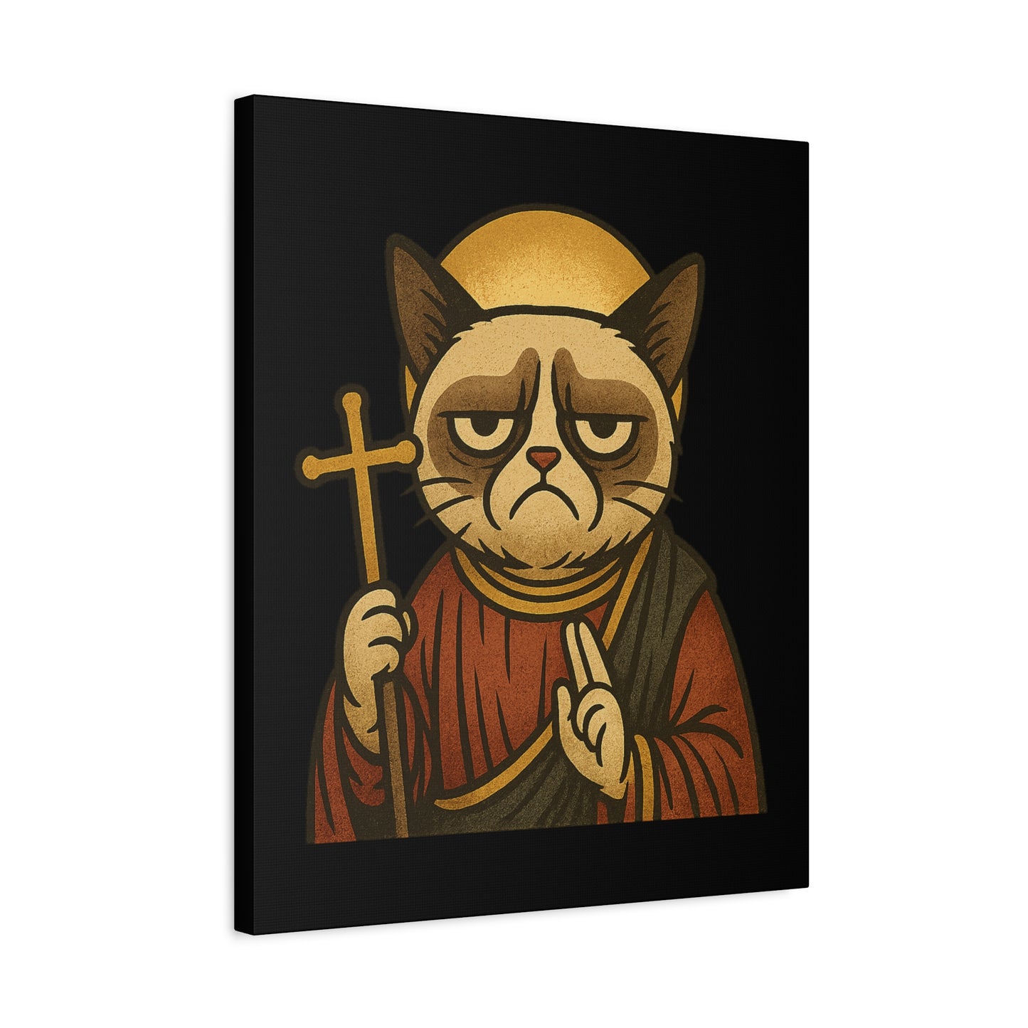 St Grumpy Cat "Repent" Canvas Wall Art