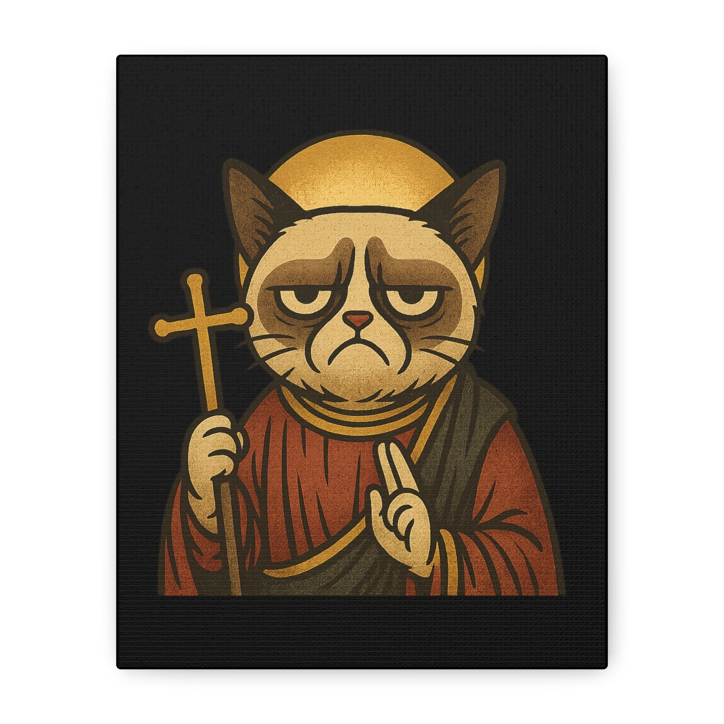 St Grumpy Cat "Repent" Canvas Wall Art