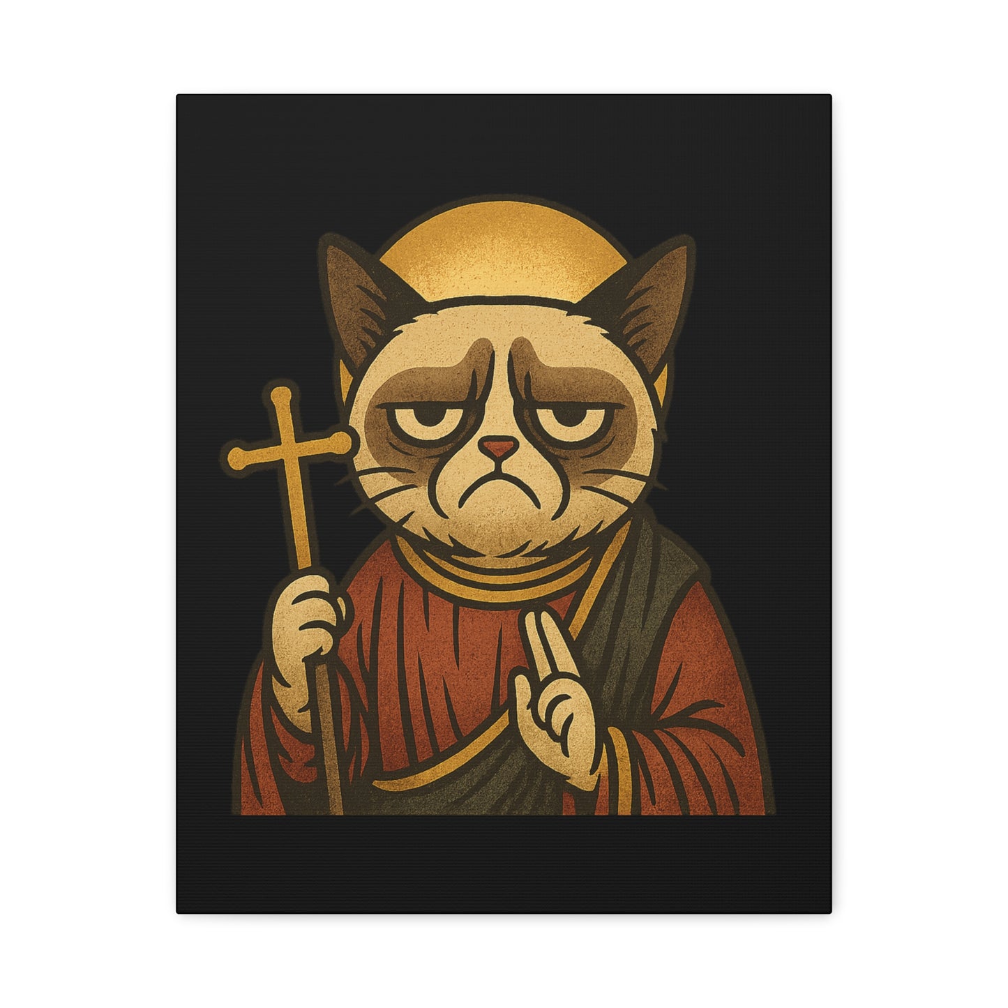 St Grumpy Cat "Repent" Canvas Wall Art