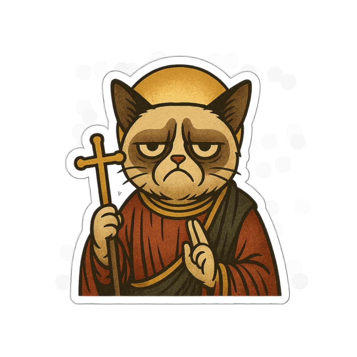 St Grumpy Cat "Repent"  Die-Cut Stickers