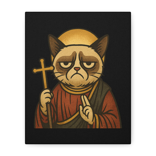 St Grumpy Cat "Repent" Canvas Wall Art