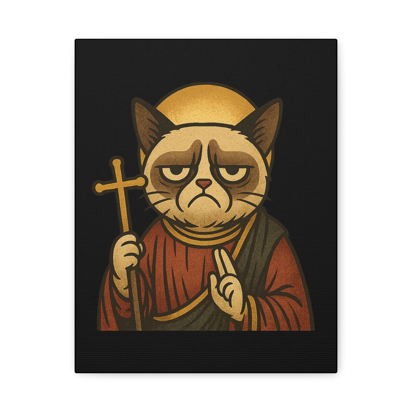 St Grumpy Cat "Repent" Canvas Wall Art