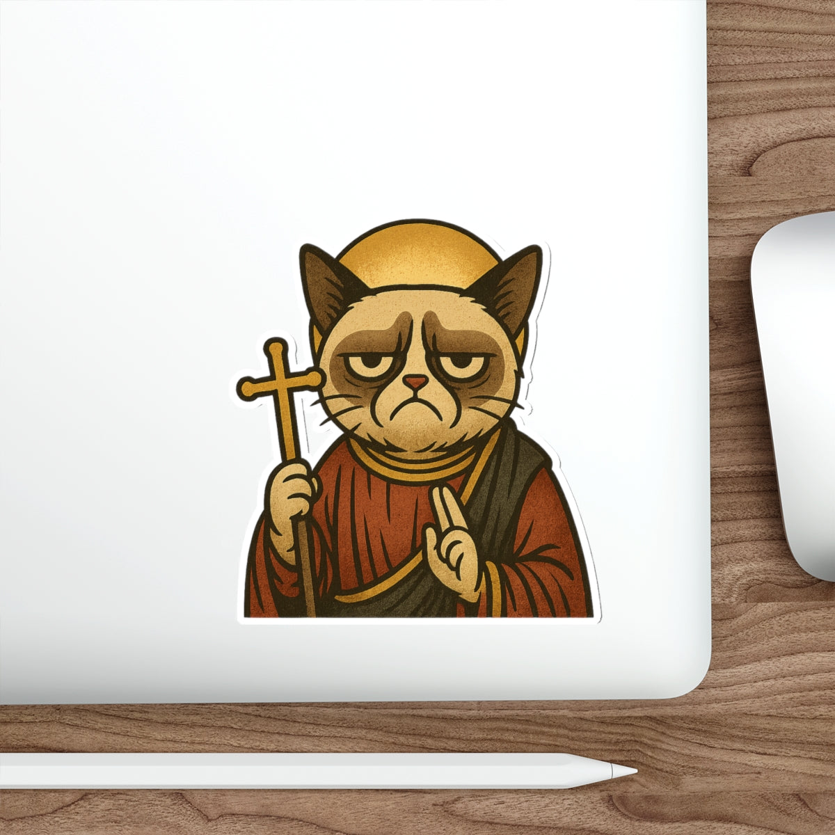 St Grumpy Cat "Repent"  Die-Cut Stickers