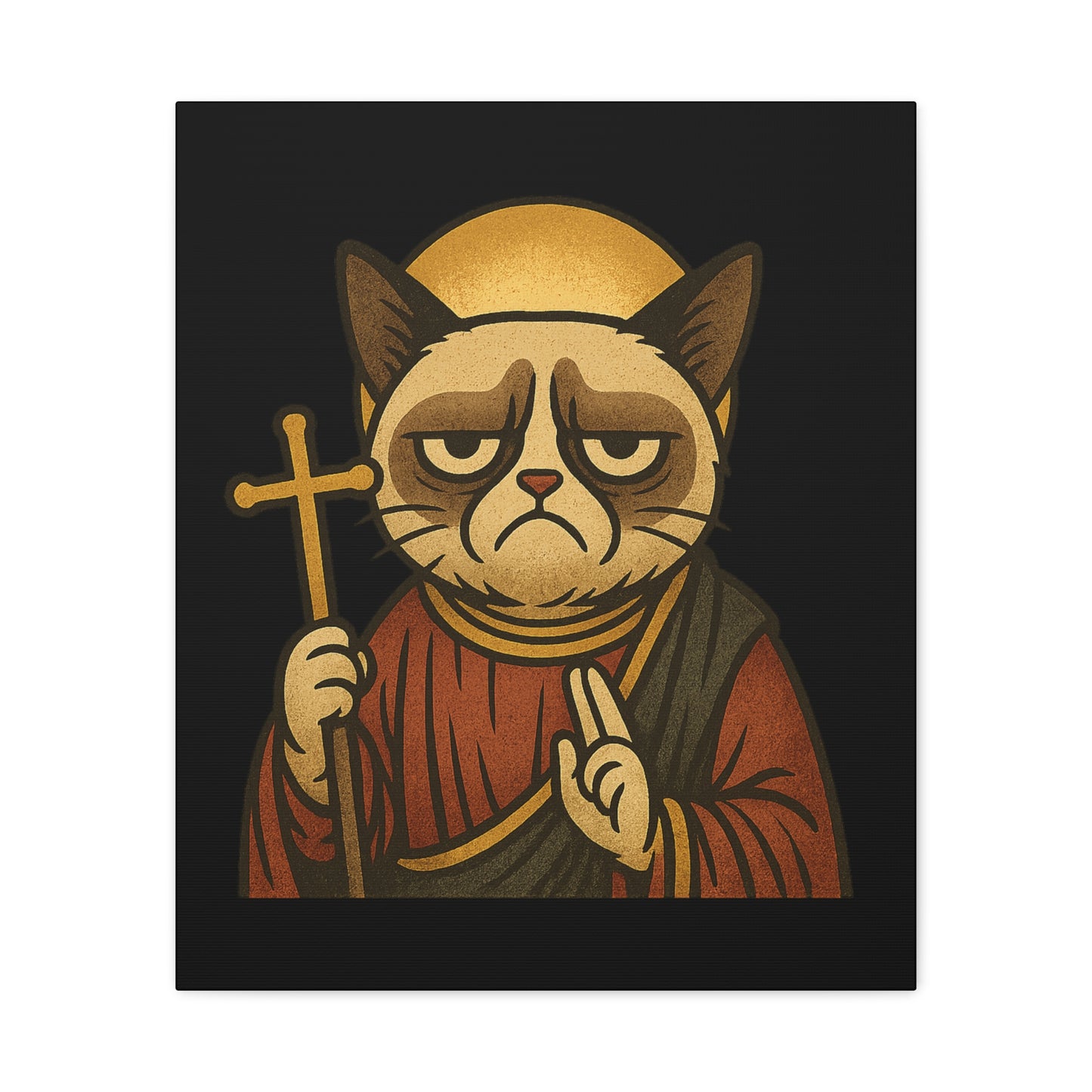 St Grumpy Cat "Repent" Canvas Wall Art